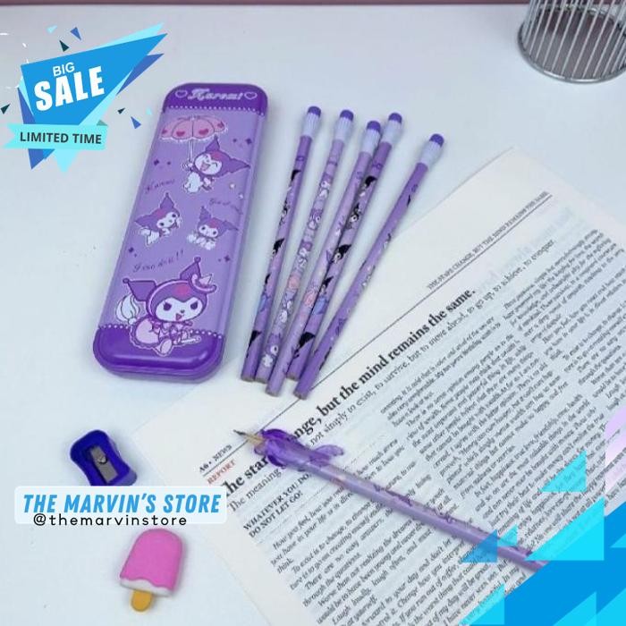 

PAKET STUDY SET CASE + KOTAK PENCIL TEMPAT PENSIL SANRIO KUROMI MELODY KT-111 BEST PRODUK !!