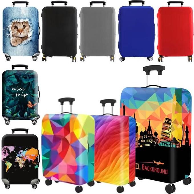 Cover Sarung Koper Travel Motif Polos Suitcase Size 18 20 22 24 26 28 30 32 inch