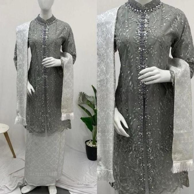 set tunik tille songket selendang kebaya ibu besan kebaya pesta baju kurung melayu MS