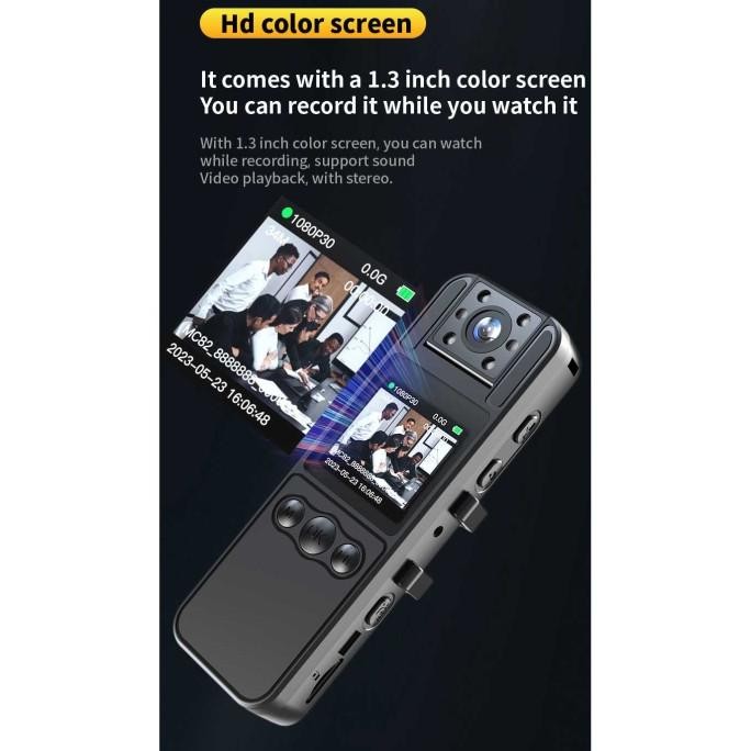 Murah Body Cam Mini Bodycam Kamera Kecil Vlog Multifungsi Spy Camera Rotating Lens Night Vision Gamb