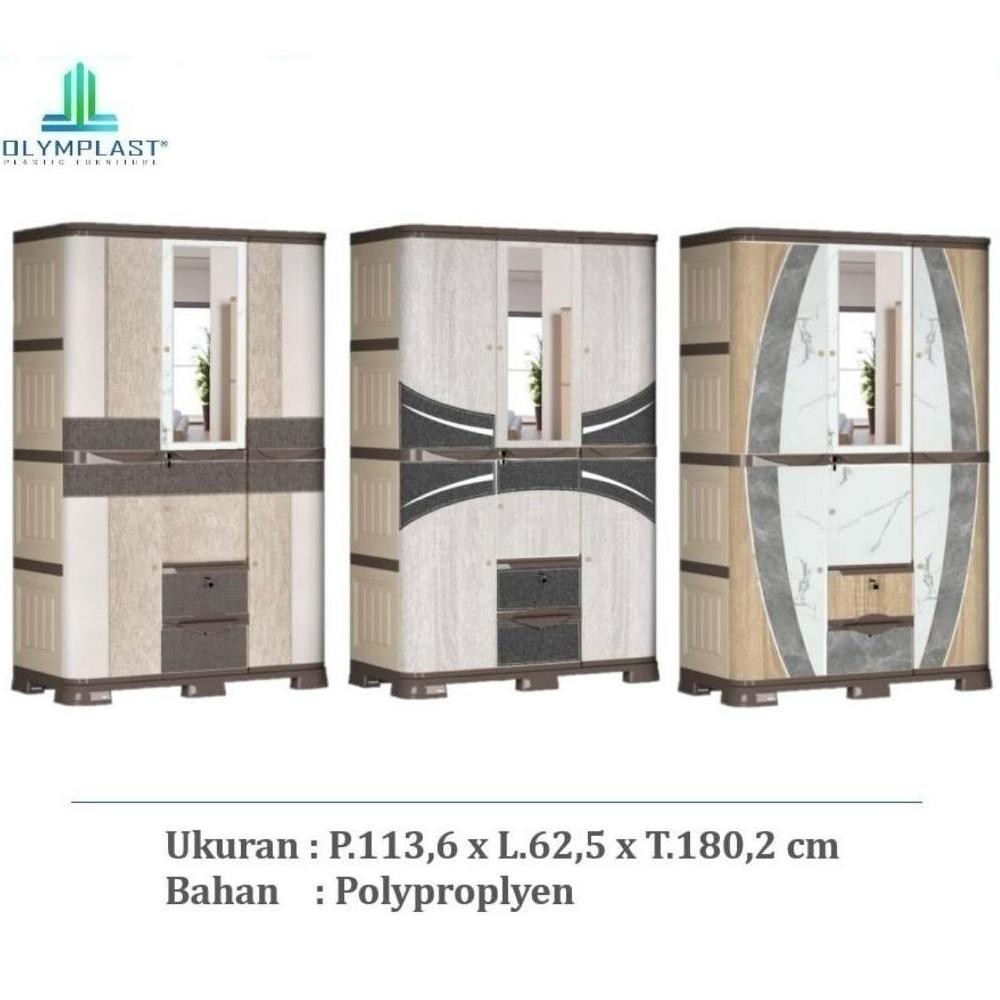 OLYMPLAST - SCOC 3P | Lemari Plastik Penyimpanan Pakaian Plastik 3 Pintu | Lemari Pakaian 3 Pintu Ce
