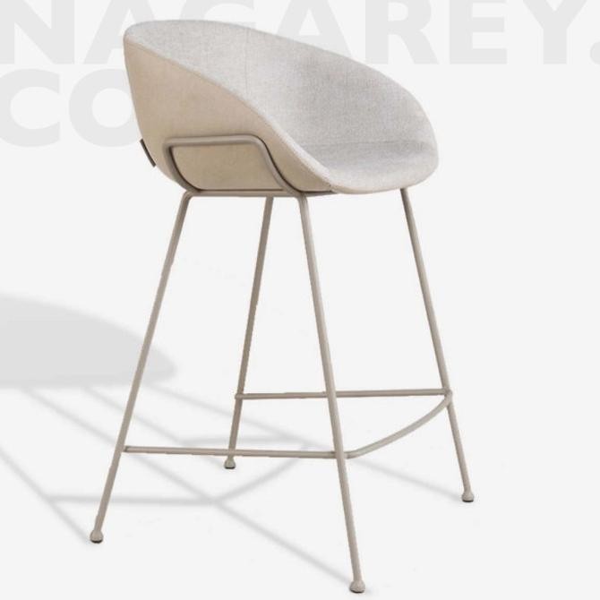Mirai Kursi Bar Kafe Resto Dapur Bar Stool Upholstery Ivory Putih 65Cm