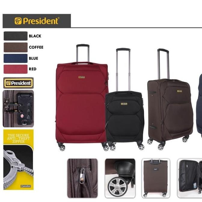 TERMURAH - Koko Denis Koper President Koper Kanvas 20 Inch - 24 Inch TSA Lock Expanding 4 Roda 360 R