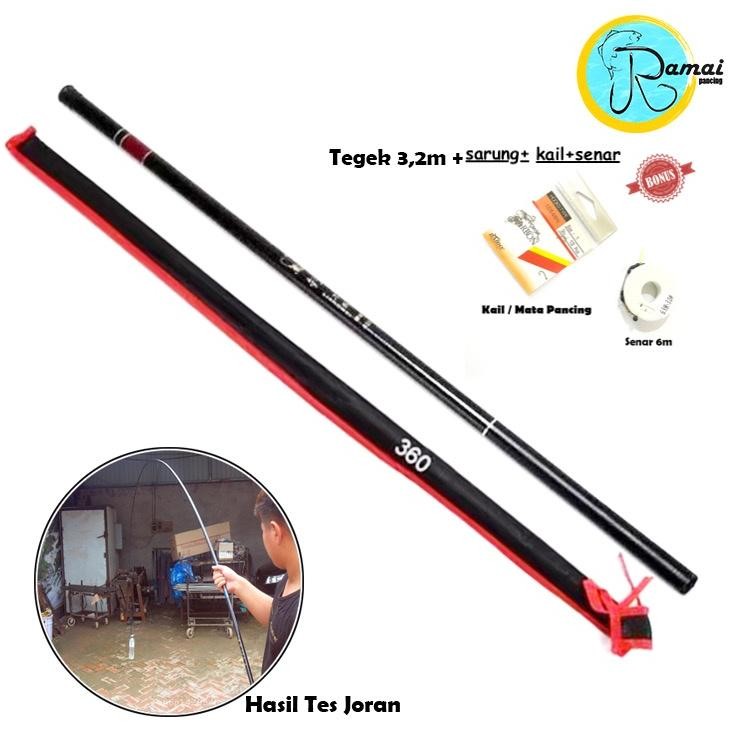 JORAN TEGEK 1 SET KOMPLIT SENAR KAIL PANCING TERJANGKAU HITAM MURAH 360 3,3 METER