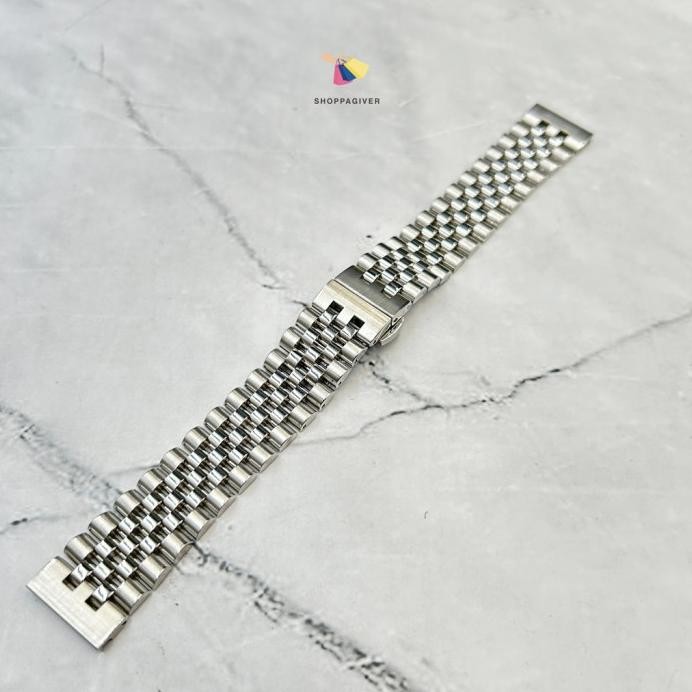 Premium Jubilee Strap Tali Stainless Steel Classic Silver Clasp Butterfly 18MM 20MM 22MM Berkualitas