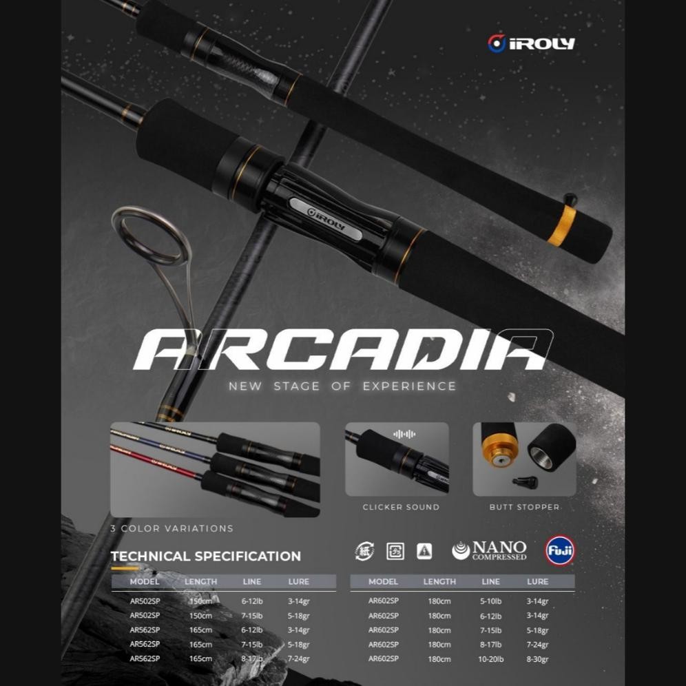 JORAN SPINNING IROLY ARCADIA SOLID CARBON FUJI RING GUIDE 150CM 165CM 180CM JORAN GALATAMA