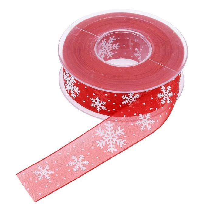 

10Meter/Roll Pita Xmas natal /Pita Snowflake merah oktransparan 2,5cm murah