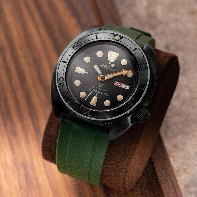 RUBBER STRAP SEIKO 22MM,24MM- GREEN (STRAIGHT ENDS) murah