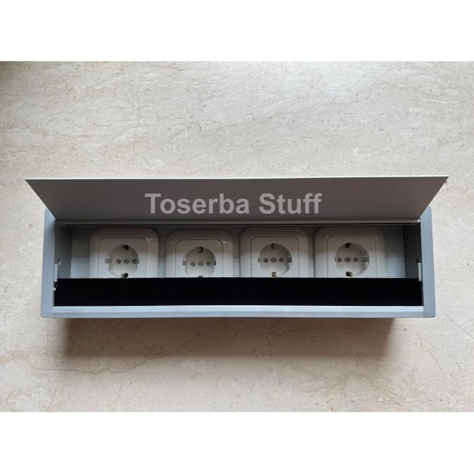 Grommet Tutup Lubang Stop Kontak Meja Meeting 4 Power Silver Panasonic New Stok