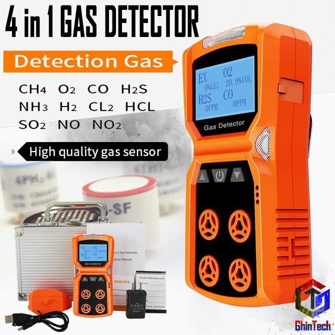 4 In 1 Detector Udara Gas Monitor H2S O2 Co Lel Multi Detektor Gas Adks Px4 Multi Pendeteksi Gas Oks