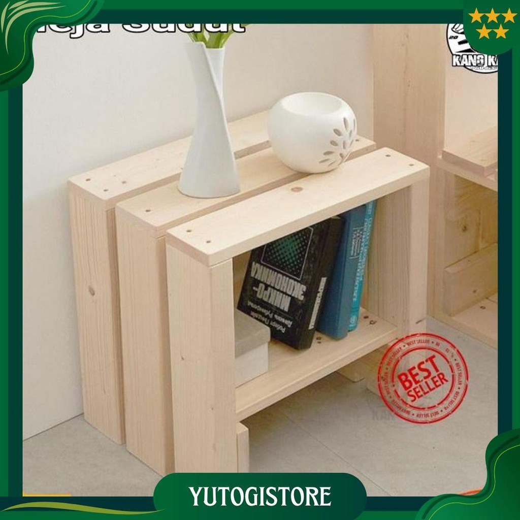 Meja Sudut Kecil Dekorasi Kayu Minimalis Jati / Mahoni Sale