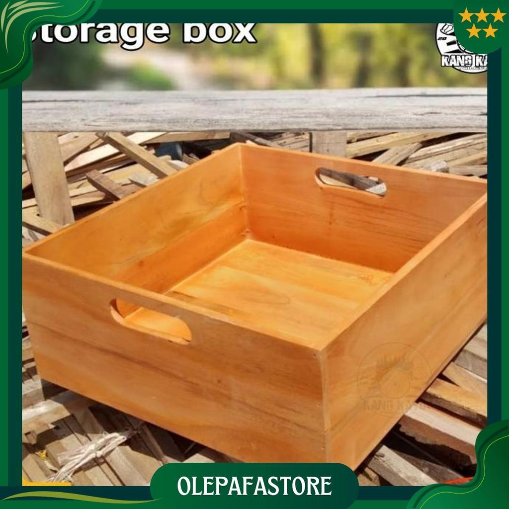 Nampan Kayu Box Kayu Handle 30-50X30X10Cm Wooden Storage Sale