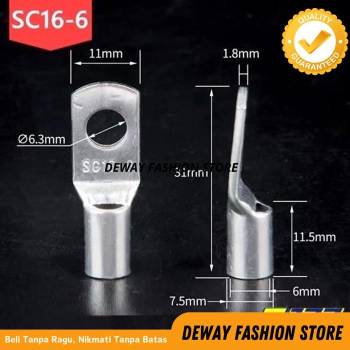 SKUN SC 16MM KABEL CABLE COPPER LUG RING BULAT BAUT TERMINAL TEMBAGA SC 16-6 16-8 16-10 BY DEWAYFASH