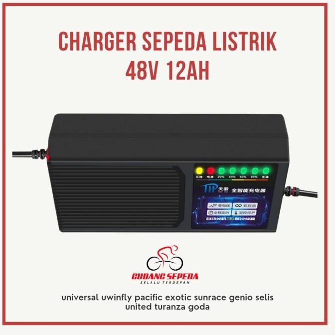 ] Charger Sepeda Listrik 48v 12ah Cas Uwinfly Goda Pacific Exotic Sunrac