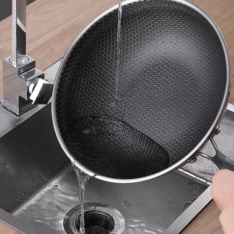 Wajan Stainless Steel 316 32CM / HoneyComb WokPan 2 Layer Free 2 Sutil