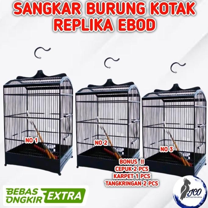 SANGKAR KANDANG BURUNG KOTAK REPLIKA EBOD KANDANG KOTAK SANGKAR KOTAK