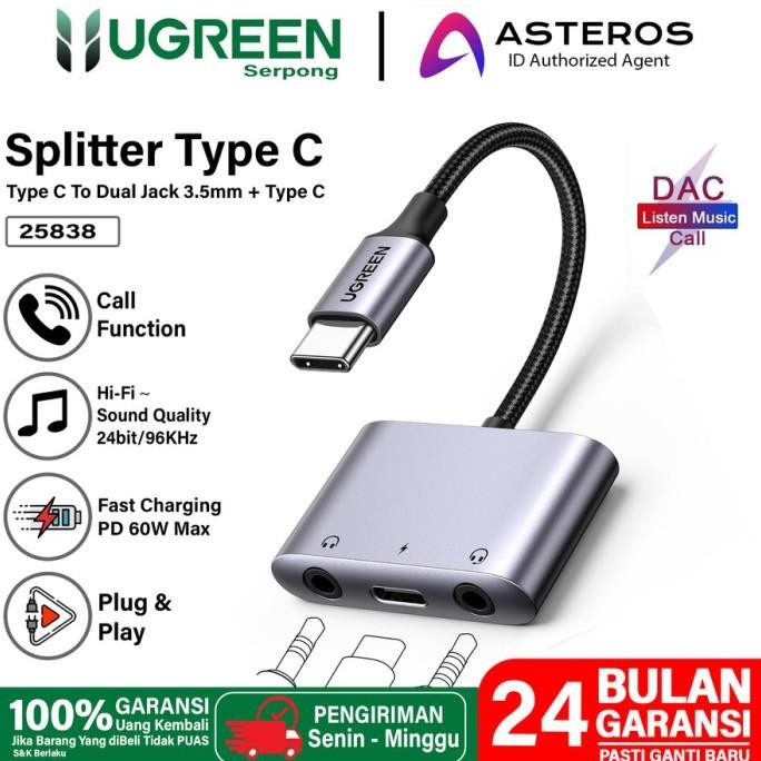 Ugreen Usb C to 3.5mm DAC - Ugreen Type C to Audio Mic 3.5 mm DAC Hifi
