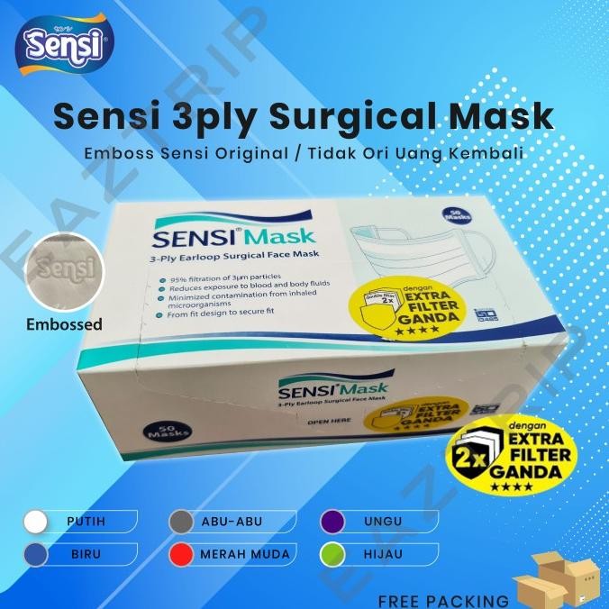 MASKER SENSI MEDIS / SENSI 3PLY SURGICAL MASK (50PCS) TERMURAH