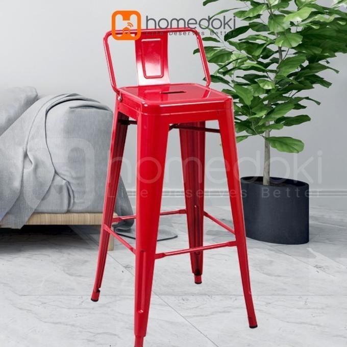 Homedoki Kursi Bar Besi / Kursi Makan / Kursi Persegi Tinggi / Kursi Outdoor