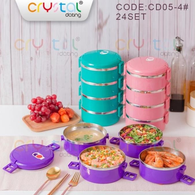 Rantang Crystal Food Carrier susun 4 Rantang Stainless steel susun 4