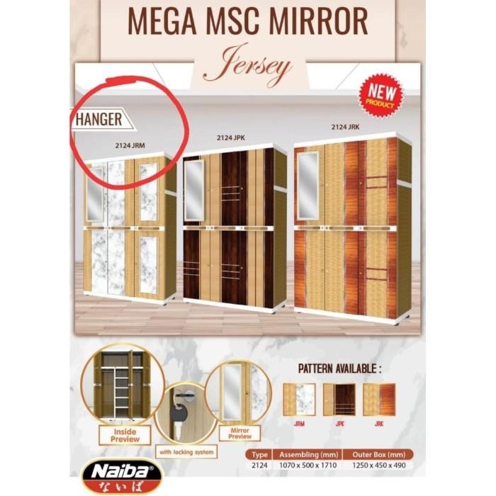 Lemari plastik naiba jumbo mega msc MIRROR HANGER