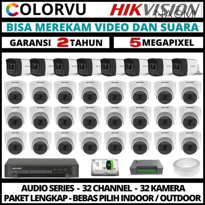 Baru Paket Cctv Hikvision Colorvu 5Mp 3K 32 Channel 32 Camera Turbo Hd Camera Cctv & Dvr Full Hikvis