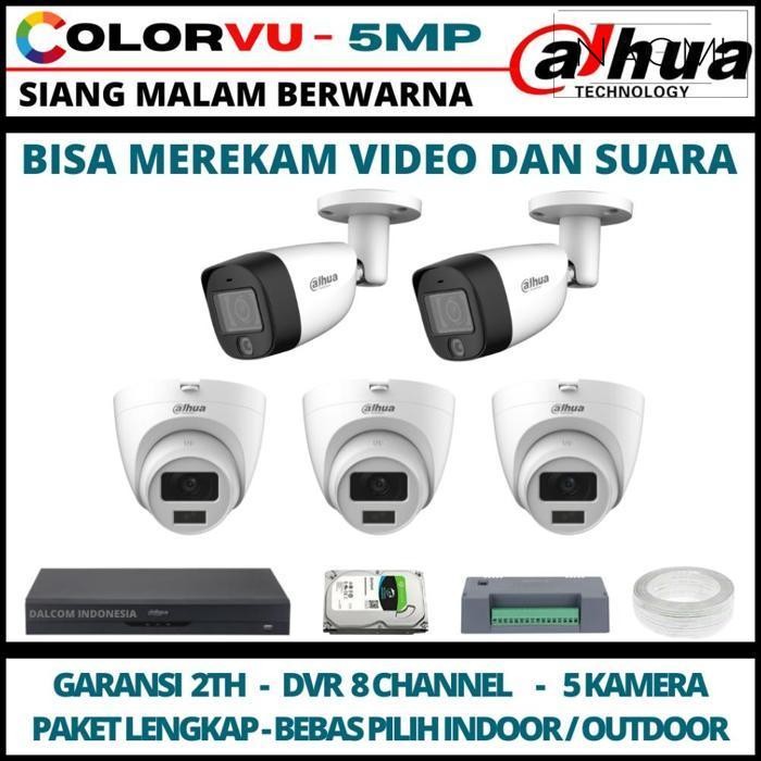 Baru Paket Cctv Dahua Colorvu 5Mp 8 Channel 5 Kamera