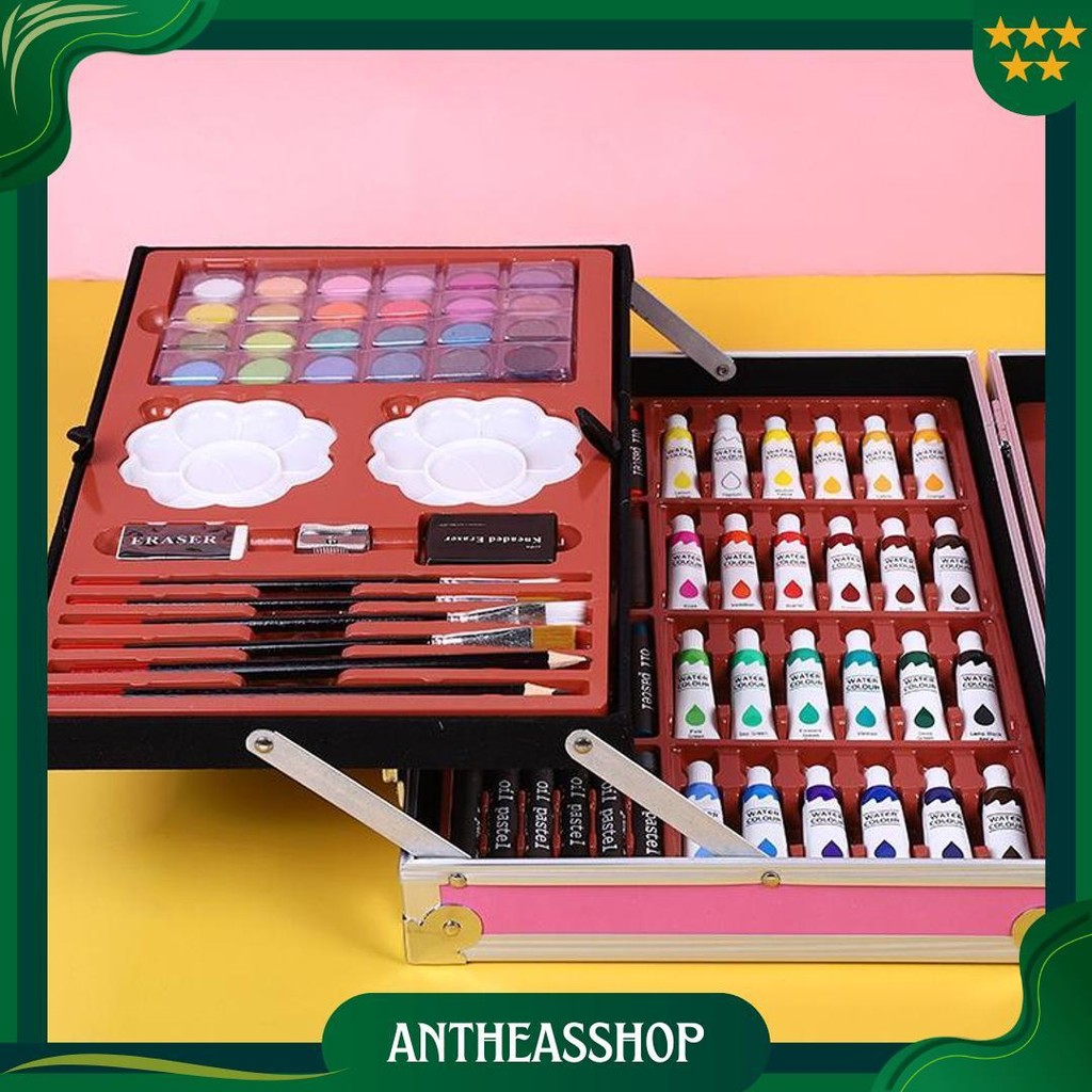 

Wd Crayon Set 145Pcs Koper Aluminium Besi Krayon Pensil Warna 145 Pcs Box Alat Lukis Anak Koper Set Ori