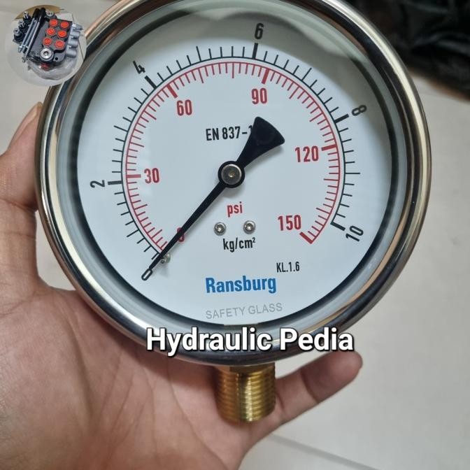 10 Bar Pressure Gauge 4 Inch Ransburg // Manometer Gauge 4 Inch 10 Bar Ransburg Co