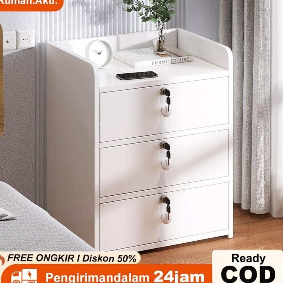 Meja Nakas Dengan kunci Laci Meja Nakas Minimalis Meja Kamar Aesthetic Meja Nakas kayu Bedside Table