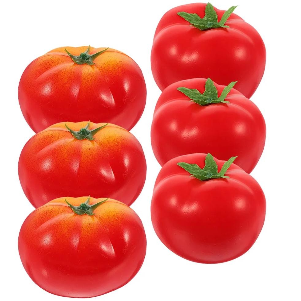 

6 Pcs Imitation Tomato Artificial Fruits False Vegetable Cake Decorations Foam Plastic Fake Pops Models Toddler
