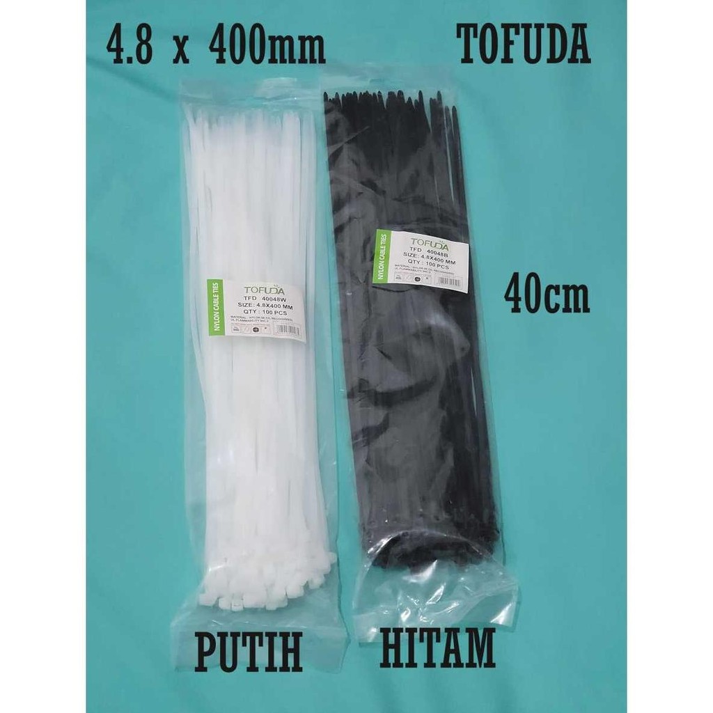 

kabel ties 40 cm TOFUDA 4,8mm x 400mm PUTIH HITAM cabel ties - Putih