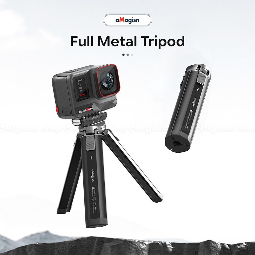 aMagisn Metal CNC Desktop Mini Tripod for Action Cam / HP Smartphone / DSLR Mirrorless Camera Kualit