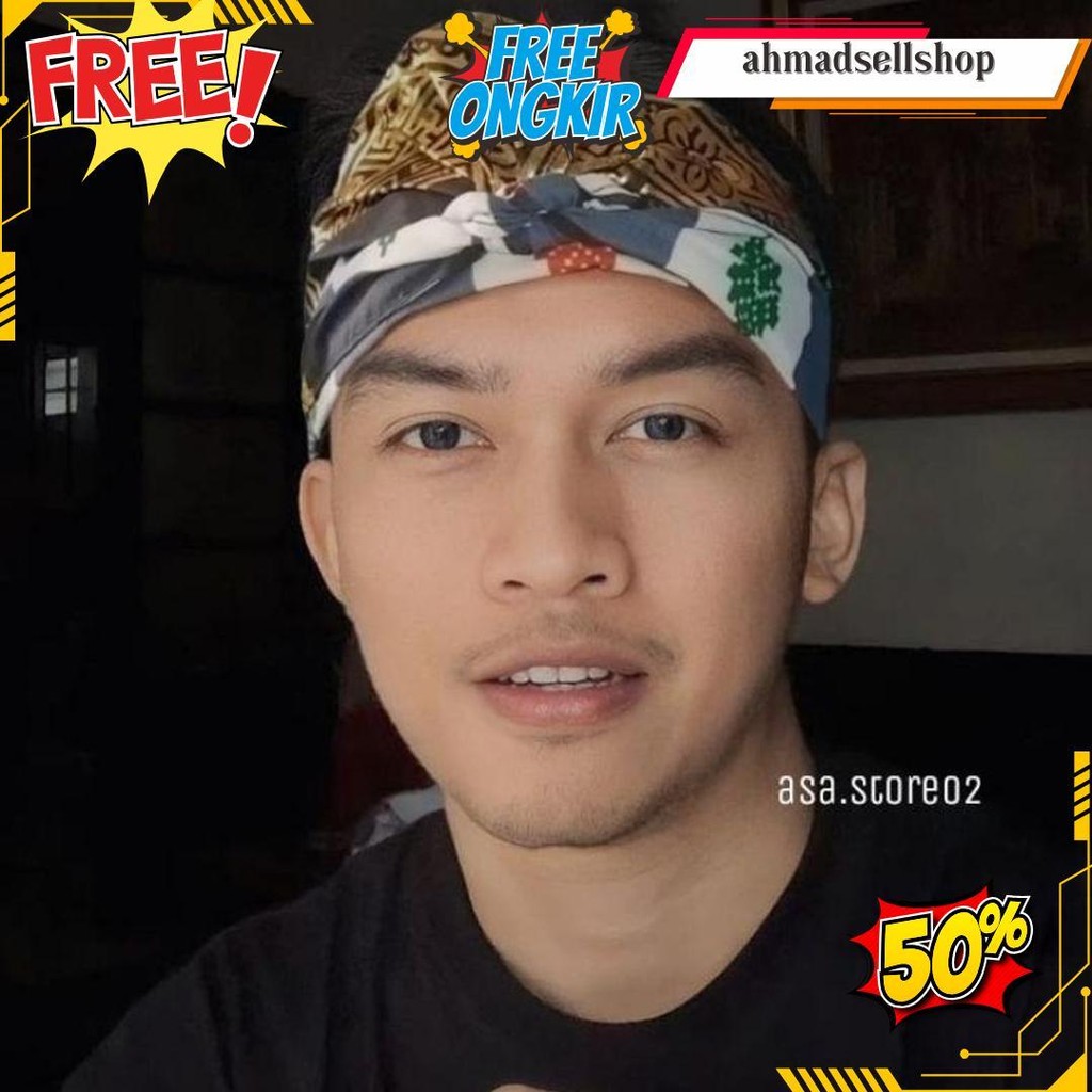 Udeng Bali Tradisional Prada Topi Adat Khas Bali Ikat Kepala Khas Bali Kotak-Kotak Karnaval Tari Ori