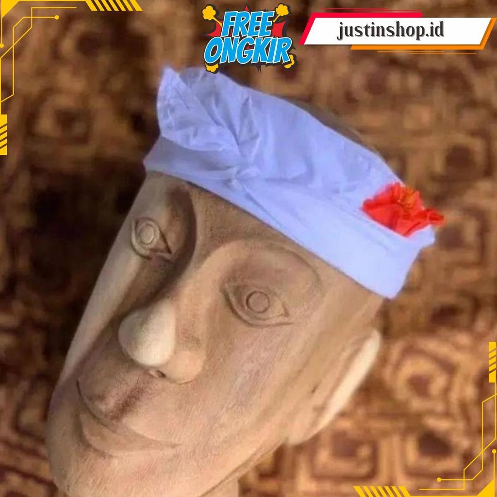 (Gratis Bunga Pucuk)  Udeng Putih Setengah Jadi | Udeng Bali Putih Jangar Nayah (Penasar) Cod