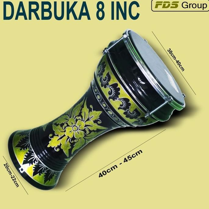 ALAT MUSIK GENDANG DARBUKA 8 INCH MOTIF ISLAMI HADROH REBANA MURAH