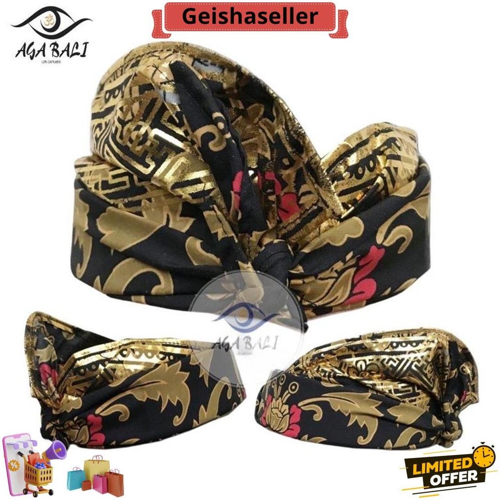 Udeng Bali Jadi Batik Patra Hitam Gold Seri A&B  U006.Ag Original Produk