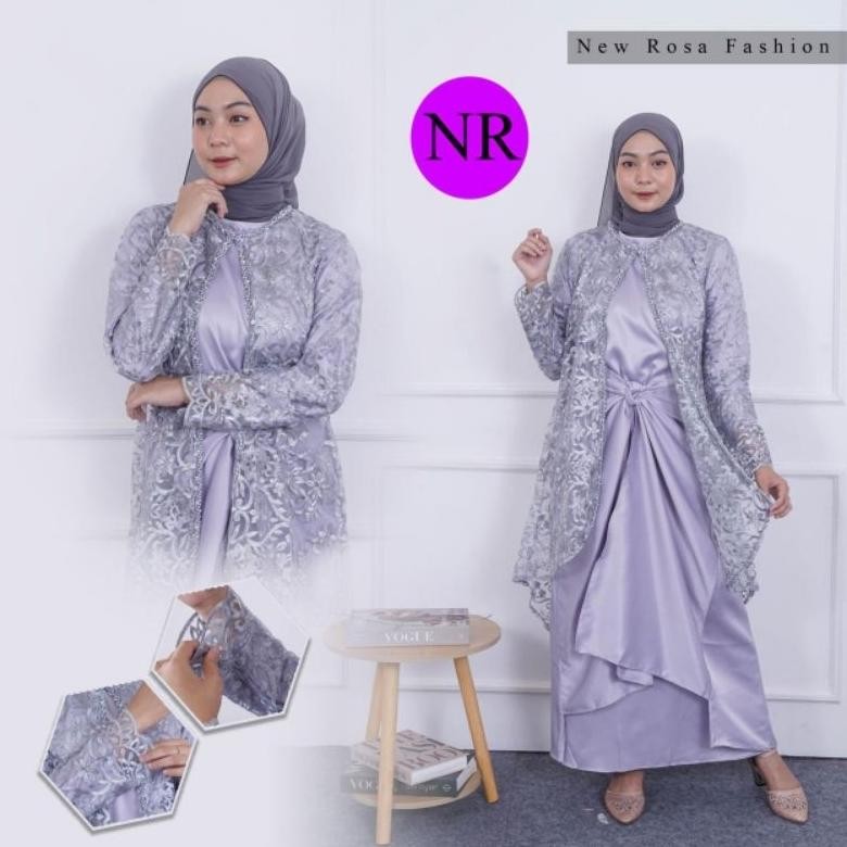 Oz67 [FREE HIJAB] Yuki Set - Gamis Inner Outer (OneSet) Bahan Brukat Tulle mix Satin Velvet Robeto D