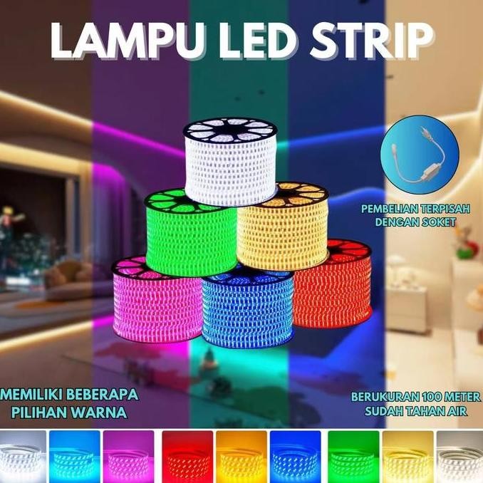 [ Pplus ] Lampu Led Strip 5050 Lampu Hias / Free 5 Soket / Paket Lampu Led Strip Lengkap Tinggal Col