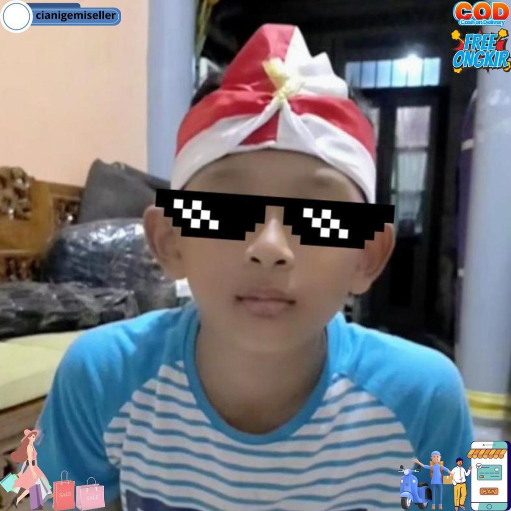 Udeng Bando Ikat Kepala Blangkon Merah Putih Karnaval Prada Bali Bandana Headband Slayer All Size Sa