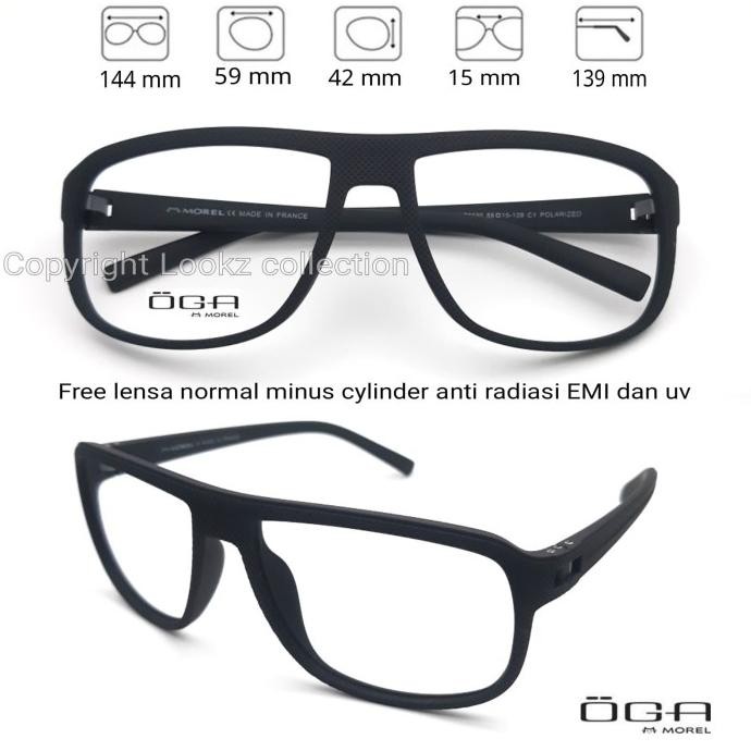 ready  Frame kacamata Lebar OGA MOREL semi sport gratis lensa radiasi EMI