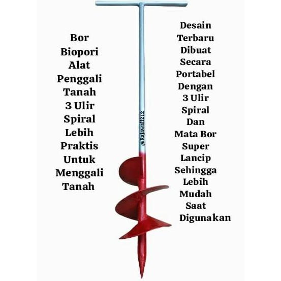 Biopori Bor Tanah Manual / Bor Biopori tanah manual 4 inc spiral mata bor 3 ulir Portabel murah