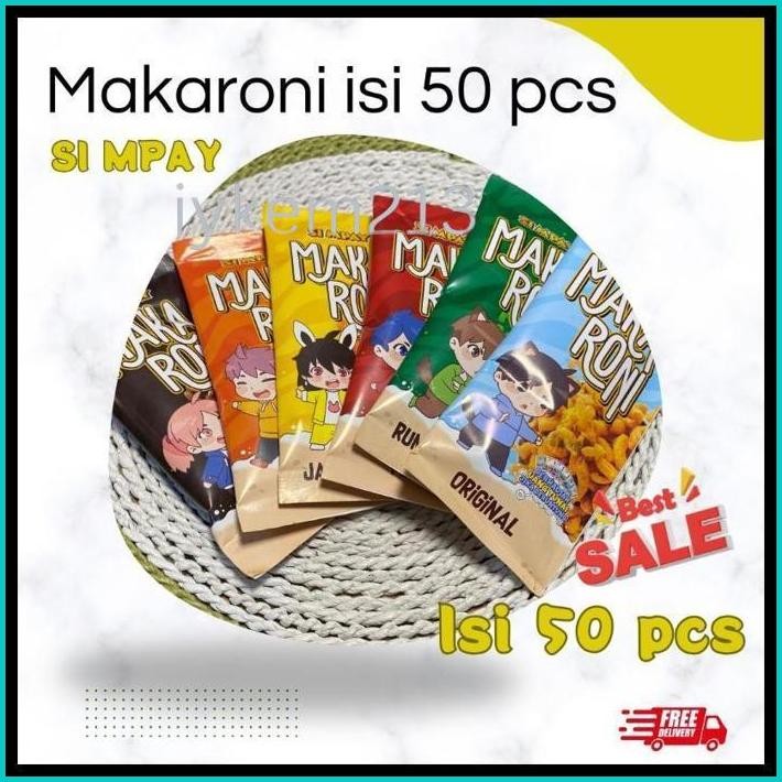 

MAKARONI ISI 50 PCS MIX 6 VARIAN RASA IDE USAHA WARUNG BY SI MPAY SNACK CEMILAN RENYAH LEZAT GURIH MAKANAN ASIN MANIS