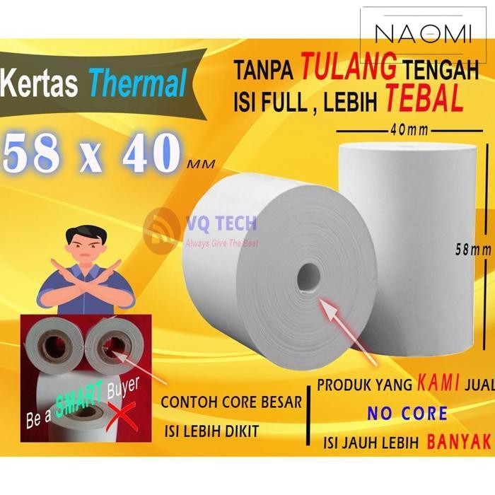 

BARU SMARTCOM 58 X 40 MM KERTAS STRUCK PRINTER THERMAL TEBAL 58X40MM ISI 100 ROLL GARANSI RESMI MURAH