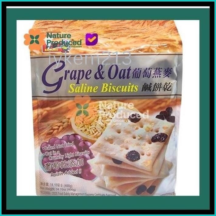 

BAIRONG GRAPE AND OAT SALINE BISCUIT 400GR SNACK BISKUIT DIET SEHAT