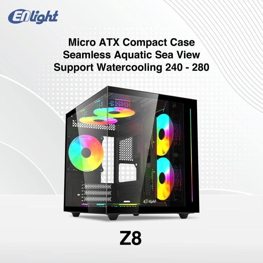 Enlight Z8 croATX Compact Case Seamless Aquatic Sea View +3fan