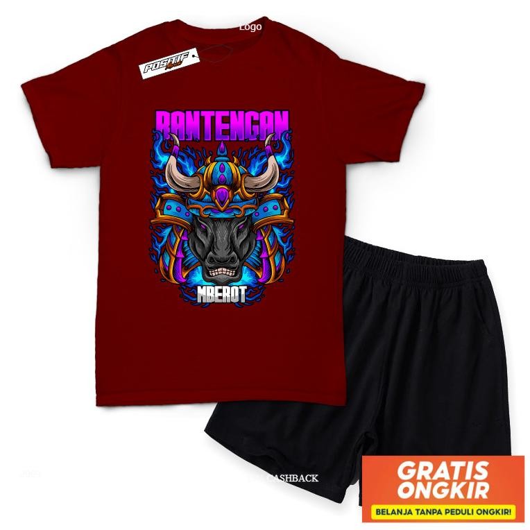 Baju Kaos Anak Setelan Viral Bantengan Sapi Mberot Jaranan Malangan Original