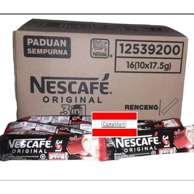 

Grosir Nescafe Original 3In1 Renceng 16X10X17.5Gr ( 1 Dus )