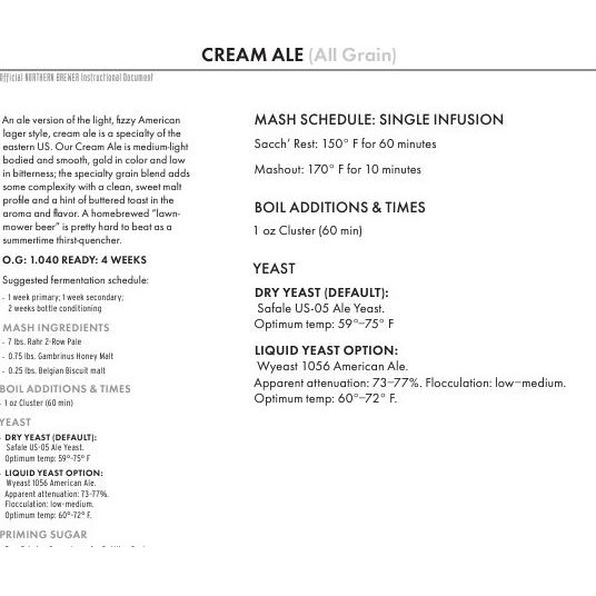 

Murah Imattonshop Nbr Cream Ale All Grain Beerkit Recipe Kit 19L