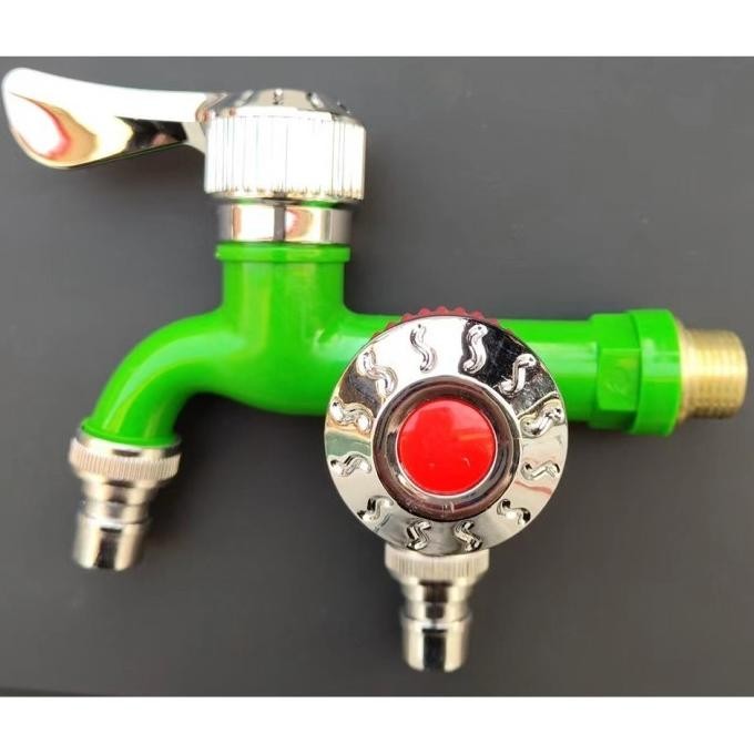 gh-56 aw-96 Keran Cabang Shower ABS Kran Air Double Plastik Kran Cabang 2 Terlaris Original